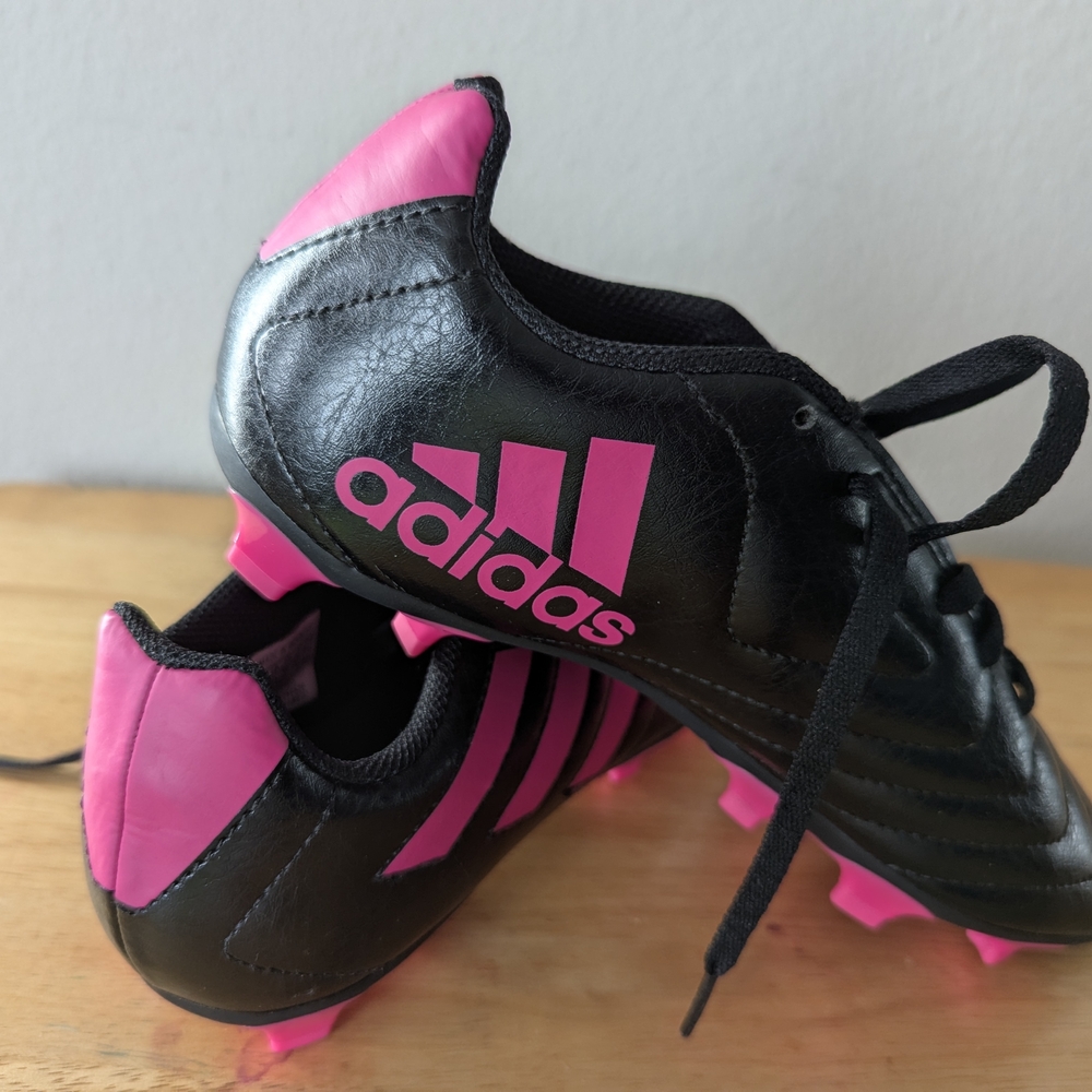 Adidas Kids Black and Pink Soccer Shoes